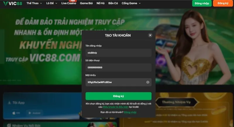 Đăng ký Vic88